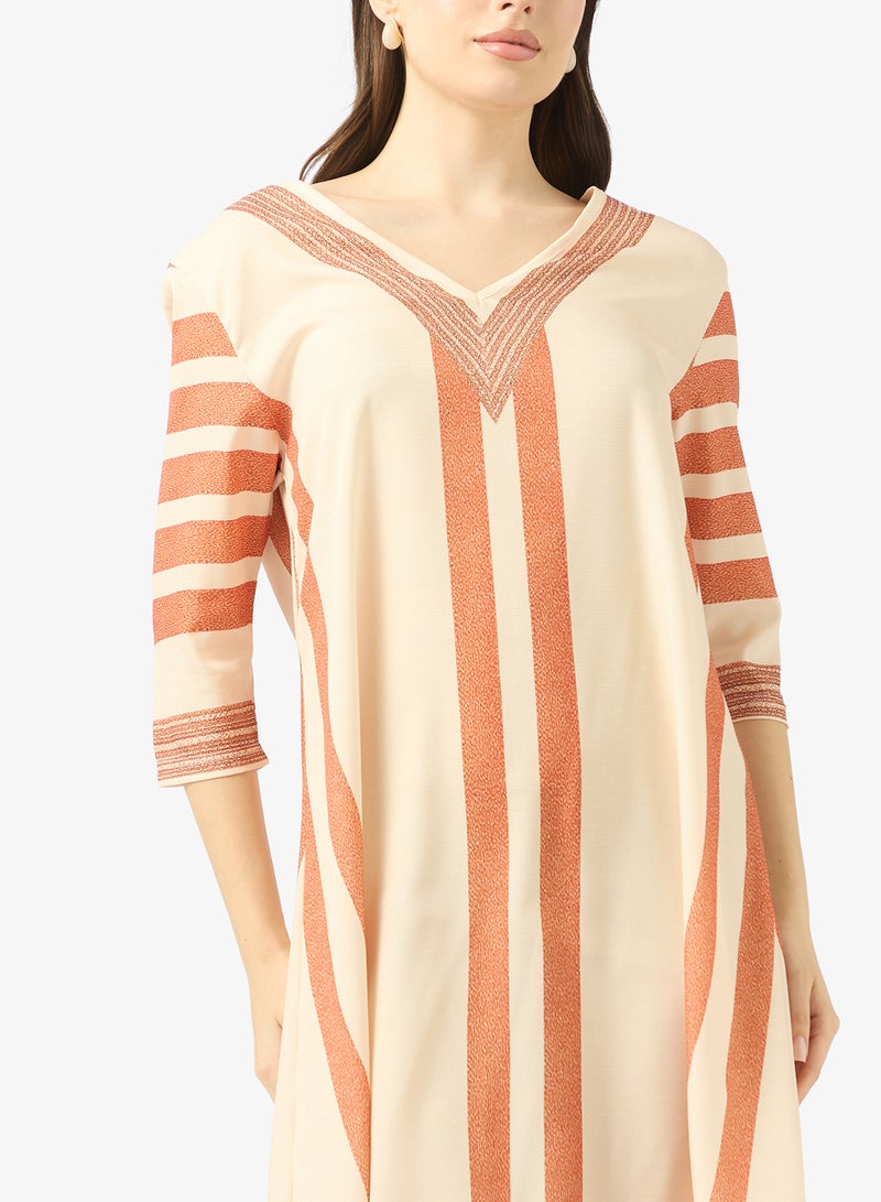 Ginger V Neck Stripe Kaftan Beach Dress - Image 3